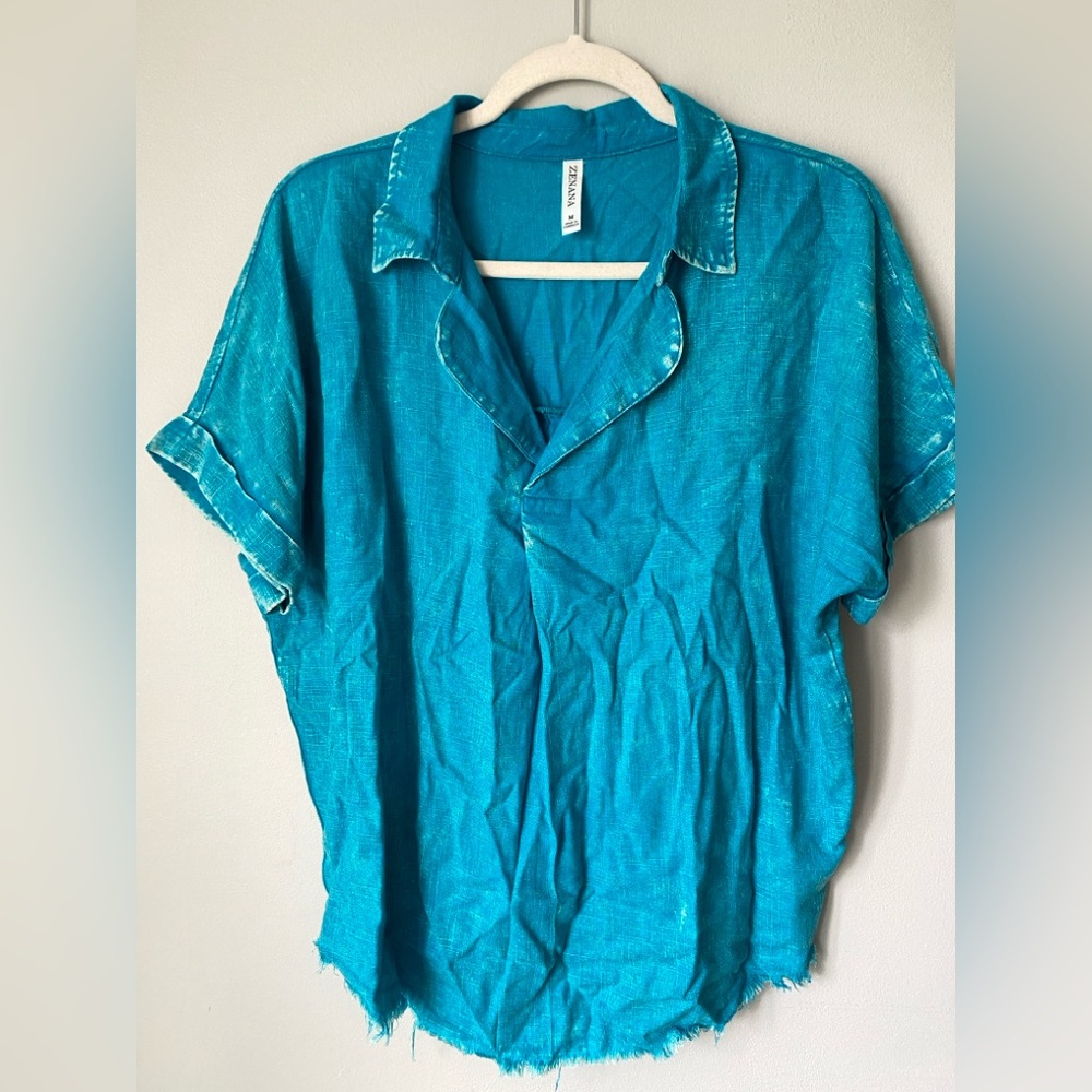 Zenana women’s Vibrant Teal Casual Shirt